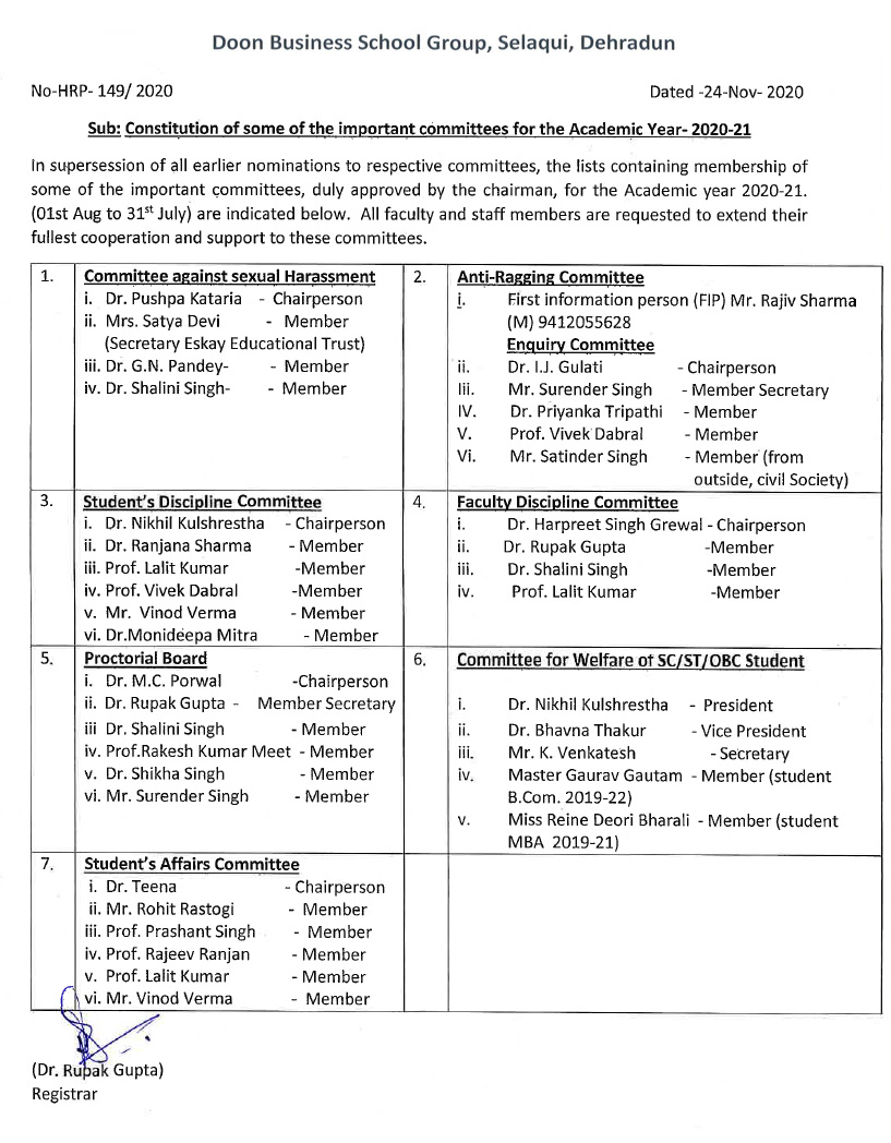 Constitution of Committees